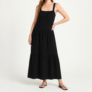 BB Dakota Arianna  Black Sleeveless Cami Camisole Tiered Midi Tank Dress XS